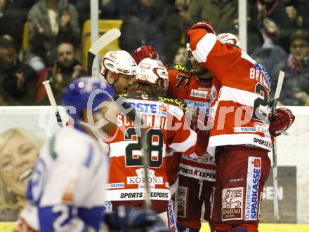 EBEL. Eishockey Bundesliga. KAC gegen KHL Medvescak Zagreb. Jubel (KAC). Klagenfurt, am 8.3.2011.
Foto: Kuess 

---
pressefotos, pressefotografie, kuess, qs, qspictures, sport, bild, bilder, bilddatenbank