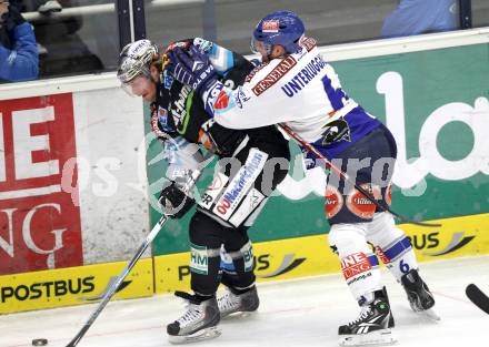 EBEL. Eishockey Bundesliga. EC  VSV gegen EHC LIWEST Linz. Gerhard Unterluggauer, (VSV), Markus Schlacher  (Linz). Villach, am 8.3.2011.
Foto: Kuess 


---
pressefotos, pressefotografie, kuess, qs, qspictures, sport, bild, bilder, bilddatenbank