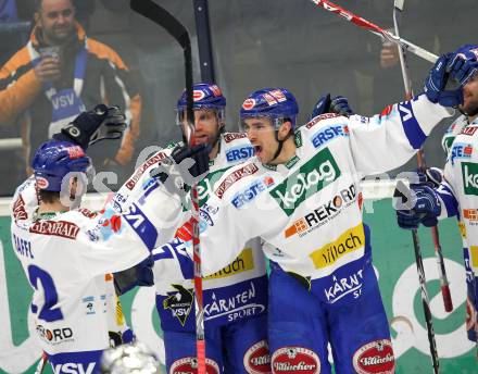 EBEL. Eishockey Bundesliga. EC  VSV gegen EHC LIWEST Linz.  Torjubel Joshua Langfeld (VSV). Villach, am 8.3.2011.
Foto: Kuess 


---
pressefotos, pressefotografie, kuess, qs, qspictures, sport, bild, bilder, bilddatenbank