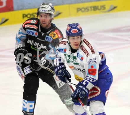 EBEL. Eishockey Bundesliga. EC  VSV gegen EHC LIWEST Linz.  Nico Toff, (VSV), Reid Cashman (Linz). Villach, am 8.3.2011.
Foto: Kuess 


---
pressefotos, pressefotografie, kuess, qs, qspictures, sport, bild, bilder, bilddatenbank