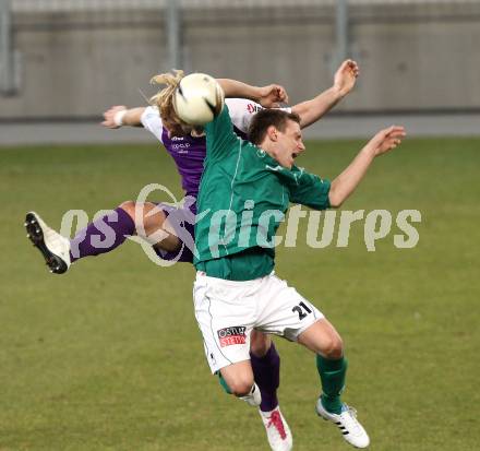 Fussball. Regionalliga. SK Austria Klagenfurt gegen DSV Leoben. Johannes Isopp, (Klagenfurt), Dominik Hackinger (Leoben). Klagenfurt, 11.3.2011.
Fotos: Kuess
---
pressefotos, pressefotografie, kuess, qs, qspictures, sport, bild, bilder, bilddatenbank