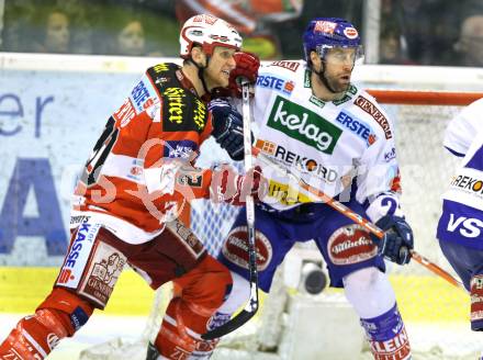 EBEL. Eishockey Bundesliga. KAC gegen VSV. Mike Craig, (KAC),  Greg Kuznik (VSV). Klagenfurt, am 15.3.2011.
Foto: Kuess 

---
pressefotos, pressefotografie, kuess, qs, qspictures, sport, bild, bilder, bilddatenbank