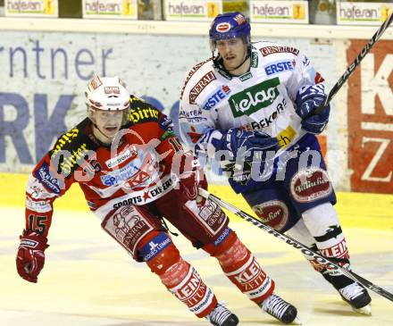 EBEL. Eishockey Bundesliga. KAC gegen VSV. Paul Schellander, (KAC),  Marvin Degon  (VSV). Klagenfurt, am 15.3.2011.
Foto: Kuess 

---
pressefotos, pressefotografie, kuess, qs, qspictures, sport, bild, bilder, bilddatenbank