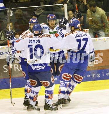 EBEL. Eishockey Bundesliga. KAC gegen VSV. Torjubel VSV. Klagenfurt, am 15.3.2011.
Foto: Kuess 

---
pressefotos, pressefotografie, kuess, qs, qspictures, sport, bild, bilder, bilddatenbank