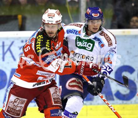 EBEL. Eishockey Bundesliga. KAC gegen VSV. Johannes Kirisits, (KAC),  Michael Raffl (VSV). Klagenfurt, am 15.3.2011.
Foto: Kuess 

---
pressefotos, pressefotografie, kuess, qs, qspictures, sport, bild, bilder, bilddatenbank