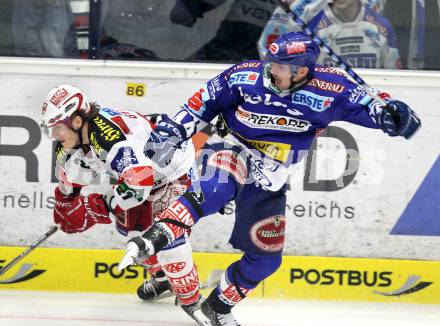 EBEL. Eishockey Bundesliga. EC  VSV gegen KAC. Marvin Degon,  (VSV), Manuel Geier (KAC). Villach, am 17.3.2011.
Foto: Kuess 


---
pressefotos, pressefotografie, kuess, qs, qspictures, sport, bild, bilder, bilddatenbank