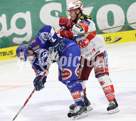 EBEL. Eishockey Bundesliga. EC  VSV gegen KAC. Jonathan Ferland,  (VSV), Stephan Geier (KAC). Villach, am 17.3.2011.
Foto: Kuess 


---
pressefotos, pressefotografie, kuess, qs, qspictures, sport, bild, bilder, bilddatenbank