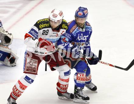 EBEL. Eishockey Bundesliga. EC  VSV gegen KAC. Gerhard Unterluggauer,  (VSV), Christoph Brandner (KAC). Villach, am 17.3.2011.
Foto: Kuess 


---
pressefotos, pressefotografie, kuess, qs, qspictures, sport, bild, bilder, bilddatenbank