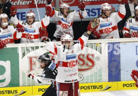 EBEL. Eishockey Bundesliga. EC  VSV gegen KAC.  Torjubel Sean Brown (KAC). Villach, am 17.3.2011.
Foto: Kuess 


---
pressefotos, pressefotografie, kuess, qs, qspictures, sport, bild, bilder, bilddatenbank