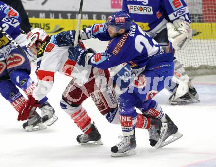 EBEL. Eishockey Bundesliga. EC  VSV gegen KAC. Matt Ryan, (VSV), Tyler Spurgeon  (KAC). Villach, am 17.3.2011.
Foto: Kuess 


---
pressefotos, pressefotografie, kuess, qs, qspictures, sport, bild, bilder, bilddatenbank