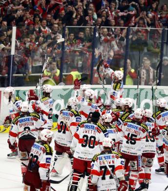 EBEL. Eishockey Bundesliga. EC  VSV gegen KAC.  Jubel KAC. Villach, am 17.3.2011.
Foto: Kuess 


---
pressefotos, pressefotografie, kuess, qs, qspictures, sport, bild, bilder, bilddatenbank