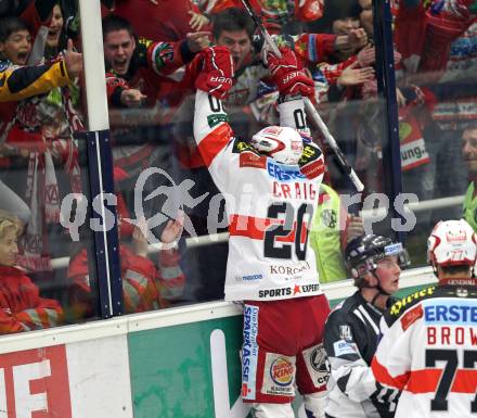 EBEL. Eishockey Bundesliga. EC  VSV gegen KAC.  Torjubel Mike Craig (KAC). Villach, am 17.3.2011.
Foto: Kuess 


---
pressefotos, pressefotografie, kuess, qs, qspictures, sport, bild, bilder, bilddatenbank