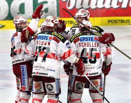 EBEL. Eishockey Bundesliga. EC  VSV gegen KAC.  Torjubel KAC. Villach, am 17.3.2011.
Foto: Kuess 


---
pressefotos, pressefotografie, kuess, qs, qspictures, sport, bild, bilder, bilddatenbank