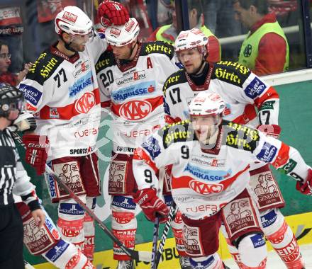 EBEL. Eishockey Bundesliga. EC  VSV gegen KAC.  Torjubel Mike Craig (KAC). Villach, am 17.3.2011.
Foto: Kuess 


---
pressefotos, pressefotografie, kuess, qs, qspictures, sport, bild, bilder, bilddatenbank