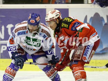 EBEL. Eishockey Bundesliga. KAC gegen VSV. Dieter Kalt, (KAC), Gerhard Unterluggauer (VSV). Klagenfurt, am 20.3.2011.
Foto: Kuess 

---
pressefotos, pressefotografie, kuess, qs, qspictures, sport, bild, bilder, bilddatenbank