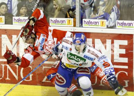 EBEL. Eishockey Bundesliga. KAC gegen VSV. Sean Brown, (KAC), Roland Kaspitz  (VSV). Klagenfurt, am 20.3.2011.
Foto: Kuess 

---
pressefotos, pressefotografie, kuess, qs, qspictures, sport, bild, bilder, bilddatenbank