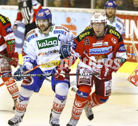 EBEL. Eishockey Bundesliga. KAC gegen VSV. Mike Siklenka, (KAC), Jonathan Ferland (VSV). Klagenfurt, am 20.3.2011.
Foto: Kuess 

---
pressefotos, pressefotografie, kuess, qs, qspictures, sport, bild, bilder, bilddatenbank