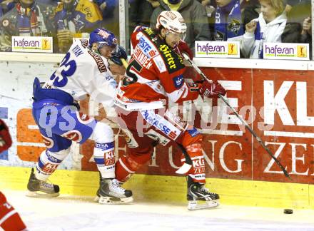 EBEL. Eishockey Bundesliga. KAC gegen VSV. Paul Schellander, (KAC),  Matt Ryan (VSV). Klagenfurt, am 20.3.2011.
Foto: Kuess 

---
pressefotos, pressefotografie, kuess, qs, qspictures, sport, bild, bilder, bilddatenbank