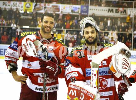 EBEL. Eishockey Bundesliga. KAC gegen VSV. Brown Sean, Chiodo Andy (KAC). Klagenfurt, am 20.3.2011.
Foto: Kuess 

---
pressefotos, pressefotografie, kuess, qs, qspictures, sport, bild, bilder, bilddatenbank