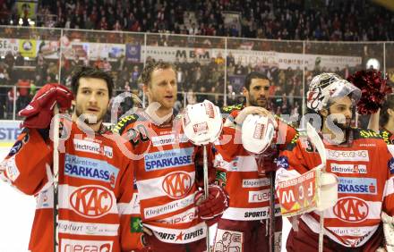 EBEL. Eishockey Bundesliga. KAC gegen VSV. Spurgeon Tyler, Craig Mike, Brown Sean, Chiodo Andy (KAC). Klagenfurt, am 20.3.2011.
Foto: Kuess 

---
pressefotos, pressefotografie, kuess, qs, qspictures, sport, bild, bilder, bilddatenbank