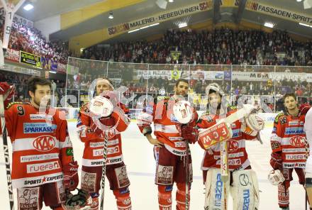 EBEL. Eishockey Bundesliga. KAC gegen VSV. Spurgeon Tyler, Craig Mike, Brown Sean, Chiodo Andy, Herburger Raphael (KAC). Klagenfurt, am 20.3.2011.
Foto: Kuess 

---
pressefotos, pressefotografie, kuess, qs, qspictures, sport, bild, bilder, bilddatenbank