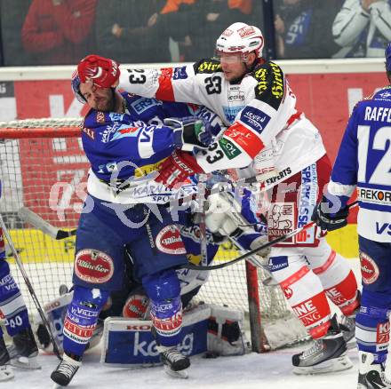 EBEL. Eishockey Bundesliga. VSV gegen KAC. Kevin Mitchell (VSV), Mike Siklenka (KAC). Villach, am 22.3.2011.
Foto: Kuess
---
pressefotos, pressefotografie, kuess, qs, qspictures, sport, bild, bilder, bilddatenbank