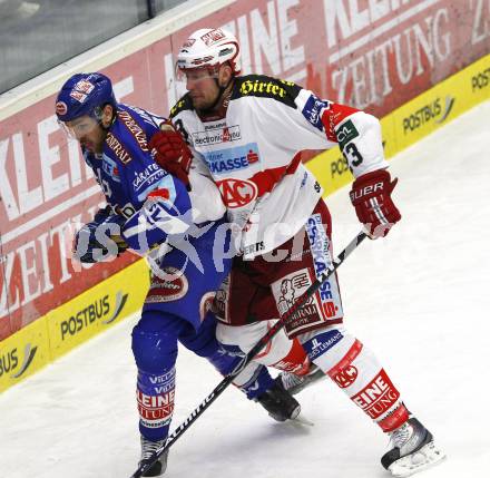 EBEL. Eishockey Bundesliga. VSV gegen KAC. Joshua Langfeld (VSV), Mike Siklenka (KAC). Villach, am 22.3.2011.
Foto: Kuess
---
pressefotos, pressefotografie, kuess, qs, qspictures, sport, bild, bilder, bilddatenbank