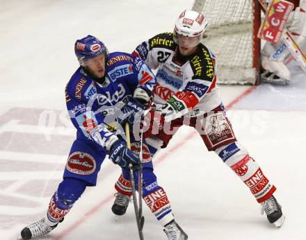 EBEL. Eishockey Bundesliga. VSV gegen KAC. Matt Ryan (VSV), Thomas Hundertpfund (KAC). Villach, am 22.3.2011.
Foto: Kuess
---
pressefotos, pressefotografie, kuess, qs, qspictures, sport, bild, bilder, bilddatenbank