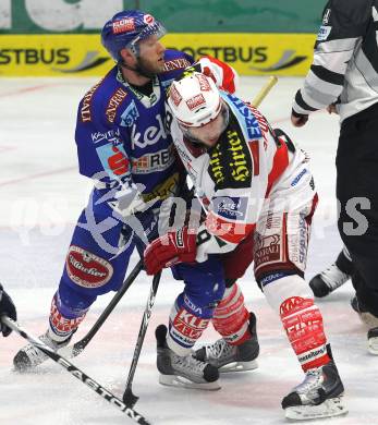 EBEL. Eishockey Bundesliga. VSV gegen KAC. Matt Ryan (VSV), Tyler Spurgeon (KAC). Villach, am 22.3.2011.
Foto: Kuess
---
pressefotos, pressefotografie, kuess, qs, qspictures, sport, bild, bilder, bilddatenbank