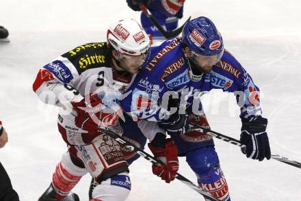 EBEL. Eishockey Bundesliga. VSV gegen KAC. Derek Damon (VSV), Tyler Spurgeon (KAC). Villach, am 22.3.2011.
Foto: Kuess
---
pressefotos, pressefotografie, kuess, qs, qspictures, sport, bild, bilder, bilddatenbank