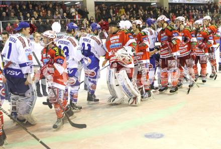 EBEL. Eishockey Bundesliga. KAC gegen VSV. Shakehands. Klagenfurt, am 24.3.2011.
Foto: Kuess 

---
pressefotos, pressefotografie, kuess, qs, qspictures, sport, bild, bilder, bilddatenbank