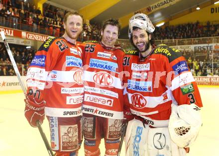 EBEL. Eishockey Bundesliga. KAC gegen VSV. Mike Craig, Kirk Furey, Andy Chiodo (KAC). Klagenfurt, am 24.3.2011.
Foto: Kuess 

---
pressefotos, pressefotografie, kuess, qs, qspictures, sport, bild, bilder, bilddatenbank