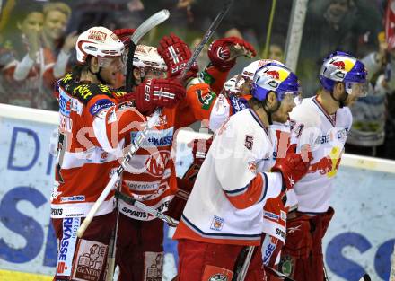 EBEL. Eishockey Bundesliga. KAC gegen Red Bull Salzburg. Torjubel KAC. Klagenfurt, am 31.3.2011.
Foto: Kuess 

---
pressefotos, pressefotografie, kuess, qs, qspictures, sport, bild, bilder, bilddatenbank