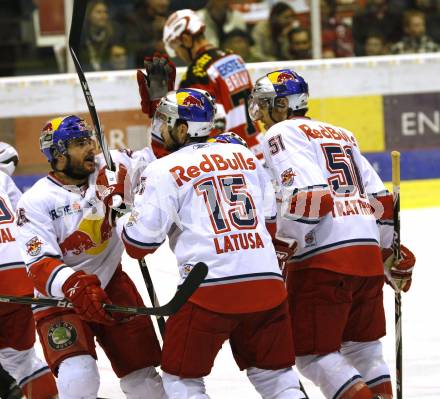 EBEL. Eishockey Bundesliga. KAC gegen Red Bull Salzburg. Torjubel Salzburg. Klagenfurt, am 31.3.2011.
Foto: Kuess 

---
pressefotos, pressefotografie, kuess, qs, qspictures, sport, bild, bilder, bilddatenbank