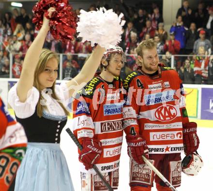 EBEL. Eishockey Bundesliga. KAC gegen Red Bull Salzburg. Tyler Scofield, Markus Pirmann (KAC). Klagenfurt, am 31.3.2011.
Foto: Kuess 

---
pressefotos, pressefotografie, kuess, qs, qspictures, sport, bild, bilder, bilddatenbank