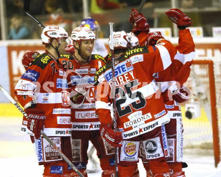 EBEL. Eishockey Bundesliga. KAC gegen Red Bull Salzburg. Torjubel KAC. Klagenfurt, am 31.3.2011.
Foto: Kuess 

---
pressefotos, pressefotografie, kuess, qs, qspictures, sport, bild, bilder, bilddatenbank