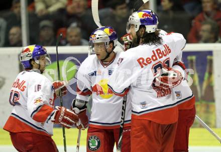 EBEL. Eishockey Bundesliga. KAC gegen Red Bull Salzburg. Torjubel Salzburg. Klagenfurt, am 31.3.2011.
Foto: Kuess 

---
pressefotos, pressefotografie, kuess, qs, qspictures, sport, bild, bilder, bilddatenbank