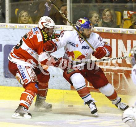 EBEL. Eishockey Bundesliga. KAC gegen Red Bull Salzburg. David Schuller, (KAC), Brent Aubin (Salzburg). Klagenfurt, am 31.3.2011.
Foto: Kuess 

---
pressefotos, pressefotografie, kuess, qs, qspictures, sport, bild, bilder, bilddatenbank