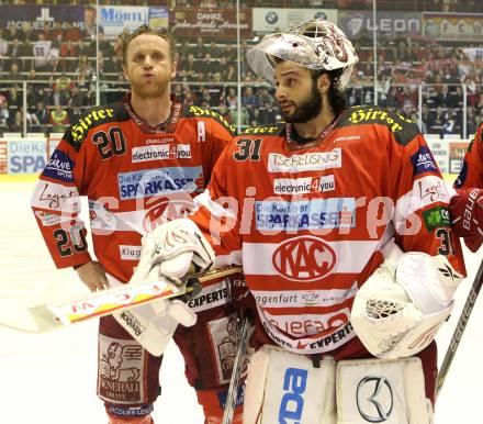 EBEL. Eishockey Bundesliga. KAC gegen Red Bull Salzburg. Mike Craig, Andy Chiodo (KAC)). Klagenfurt, am 31.3.2011.
Foto: Kuess 

---
pressefotos, pressefotografie, kuess, qs, qspictures, sport, bild, bilder, bilddatenbank