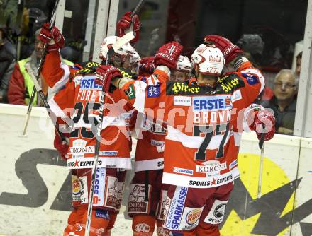 EBEL. Eishockey Bundesliga. KAC gegen Red Bull Salzburg. Torjubel KAC. Klagenfurt, am 31.3.2011.
Foto: Kuess 

---
pressefotos, pressefotografie, kuess, qs, qspictures, sport, bild, bilder, bilddatenbank