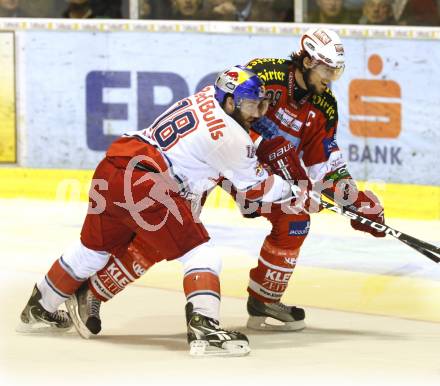 EBEL. Eishockey Bundesliga. KAC gegen Red Bull Salzburg. Christoph Brandner, (KAC), Daniel Bois (Salzburg). Klagenfurt, am 5.4.2011.
Foto: Kuess 

---
pressefotos, pressefotografie, kuess, qs, qspictures, sport, bild, bilder, bilddatenbank