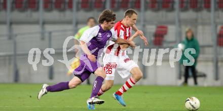 Fussball. Regionalliga. SK Austria Klagenfurt gegen GAK. Jako Orgonyi, (Klagenfurt), Pollhammer Mario (GAK). Klagenfurt, 8.4.2011.
Foto: Kuess

---
pressefotos, pressefotografie, kuess, qs, qspictures, sport, bild, bilder, bilddatenbank