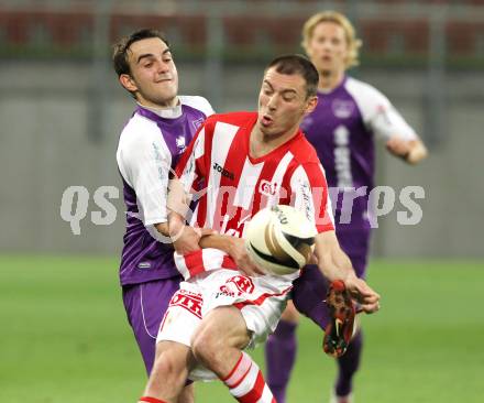 Fussball. Regionalliga. SK Austria Klagenfurt gegen GAK. Alexander Percher (Klagenfurt), Erel Atilla (GAK). Klagenfurt, 8.4.2011.
Foto: Kuess

---
pressefotos, pressefotografie, kuess, qs, qspictures, sport, bild, bilder, bilddatenbank