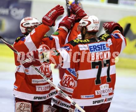 EBEL. Eishockey Bundesliga. KAC gegen Red Bull Salzburg. Torjubel KAC. Klagenfurt, am 10.4.2011.
Foto: Kuess 

---
pressefotos, pressefotografie, kuess, qs, qspictures, sport, bild, bilder, bilddatenbank