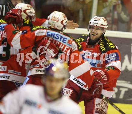 EBEL. Eishockey Bundesliga. KAC gegen Red Bull Salzburg. Torjubel Gregor hager (KAC). Klagenfurt, am 10.4.2011.
Foto: Kuess 

---
pressefotos, pressefotografie, kuess, qs, qspictures, sport, bild, bilder, bilddatenbank