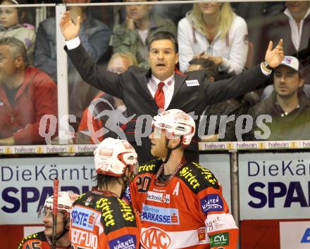 EBEL. Eishockey Bundesliga. KAC gegen Red Bull Salzburg. Trainer Manny Viveiros (KAC). Klagenfurt, am 10.4.2011.
Foto: Kuess 

---
pressefotos, pressefotografie, kuess, qs, qspictures, sport, bild, bilder, bilddatenbank