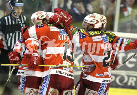 EBEL. Eishockey Bundesliga. KAC gegen Red Bull Salzburg. Torjubel KAC. Klagenfurt, am 10.4.2011.
Foto: Kuess 

---
pressefotos, pressefotografie, kuess, qs, qspictures, sport, bild, bilder, bilddatenbank