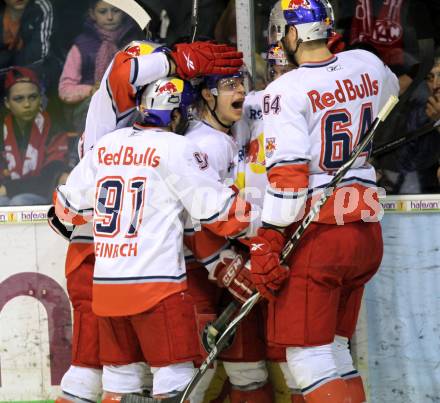 EBEL. Eishockey Bundesliga. KAC gegen Red Bull Salzburg. Torjubel Salzburg. Klagenfurt, am 10.4.2011.
Foto: Kuess 

---
pressefotos, pressefotografie, kuess, qs, qspictures, sport, bild, bilder, bilddatenbank