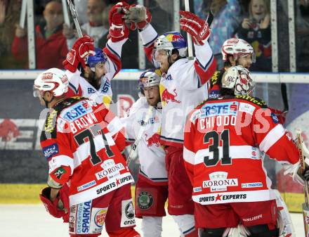 EBEL. Eishockey Bundesliga. Red Bull Salzburg gegen KAC. Torjubel Salzburg Salzburg, am 12.4.2011.
Foto: Kuess 

---
pressefotos, pressefotografie, kuess, qs, qspictures, sport, bild, bilder, bilddatenbank