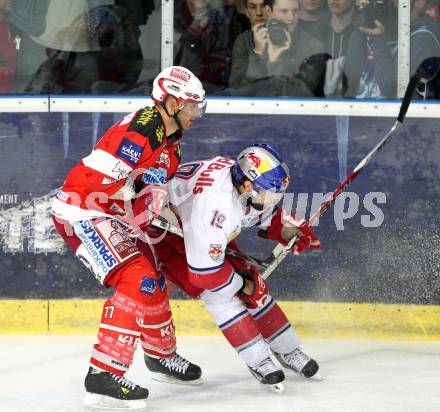 EBEL. Eishockey Bundesliga. Red Bull Salzburg gegen KAC. Ramzi Abid (Salzburg), Sean Brown,  (KAC). Salzburg, am 12.4.2011.
Foto: Kuess 

---
pressefotos, pressefotografie, kuess, qs, qspictures, sport, bild, bilder, bilddatenbank